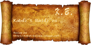 Kabát Balázs névjegykártya
